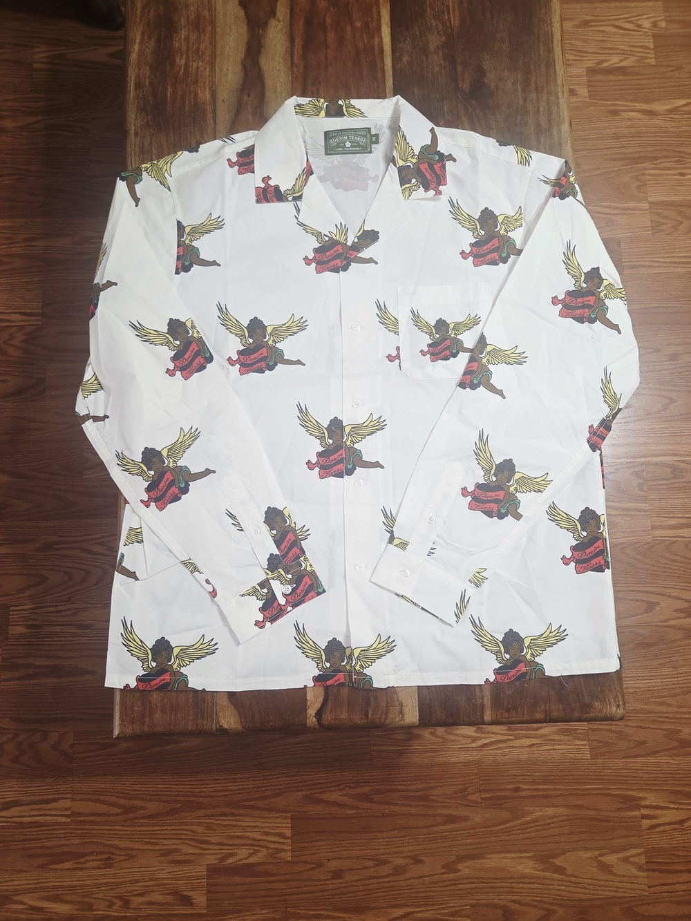 DENIM TEARS Cherub Longsleeve Button-up Shirt. Size Medium